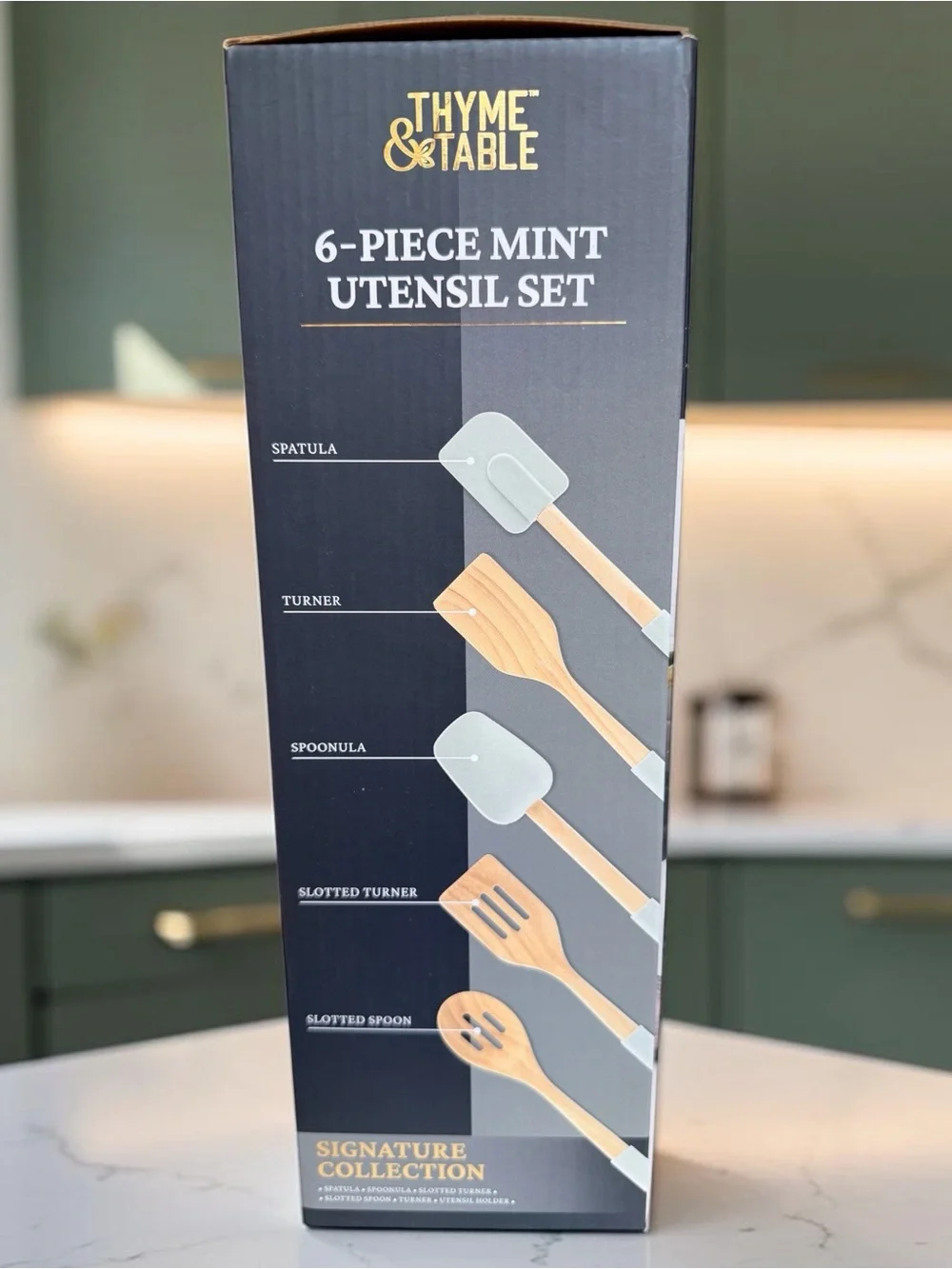 Thyme & Table 6-Piece Mint Silicone & Rubberwood Kitchen Utensil Set (NIB)